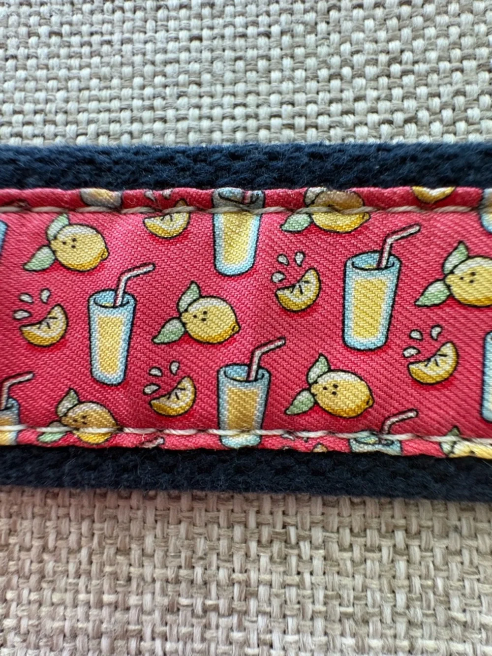 Vineyard Vines Leather & Canvas Club Belt – Pink Lemonade Print | Size 30